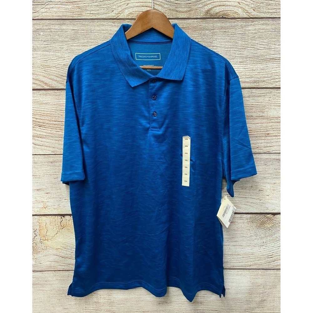 Tricots St Raphael Polo Shirt Mens Size 2XL True Blue Polyester Polo Shirt New